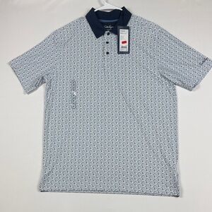 Walter Hagen Navy and White Patterned Polo Men’s Medium